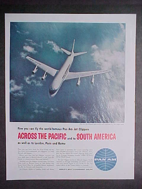 1959 A Pan American ad promoting jet service to the Pacific & South America.